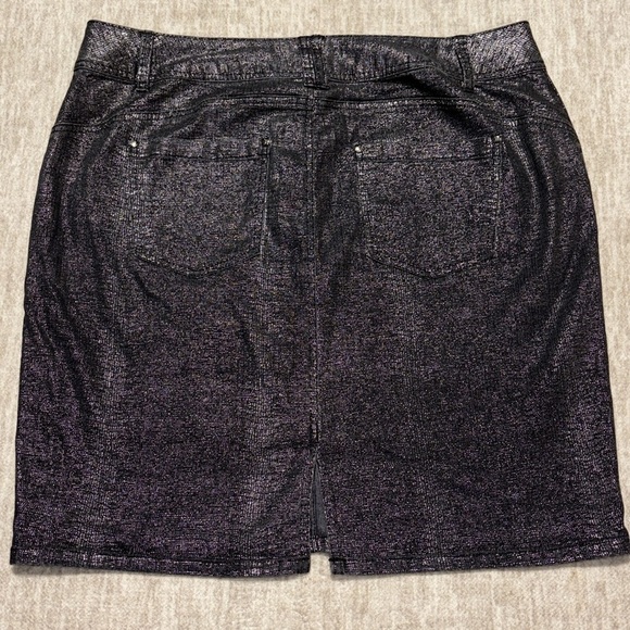 Sz 18 Glitter shiny black mini skirt Lane Bryant stretchy! - Picture 5 of 5